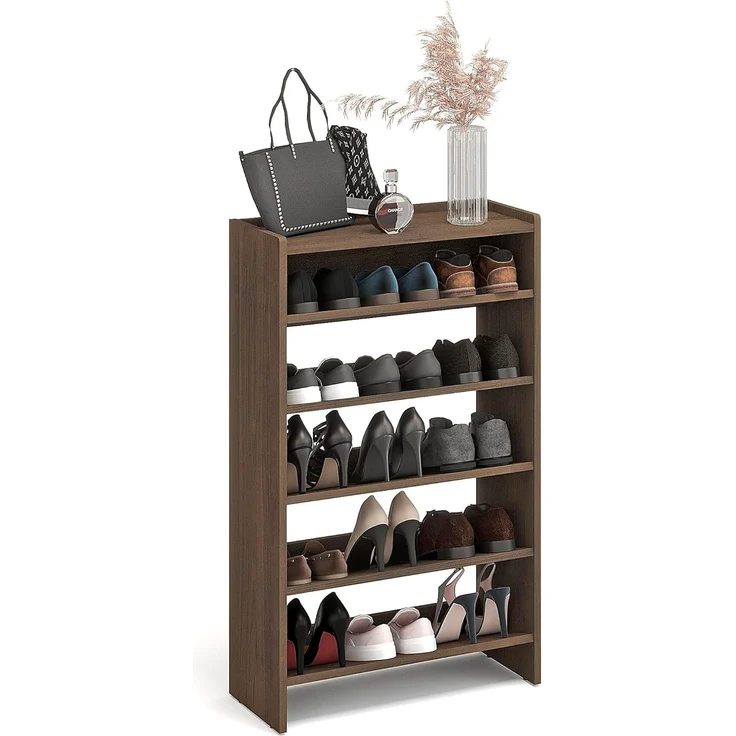 KOMTO Schuhregal Elexis 5 Schmal - Schuhablage Flur mit 5 Ebenen Offener Schuhschrank, Schuhschrank Schuh Organizer Platzsparend, 60 x 25 x 98 cm – Bild 1