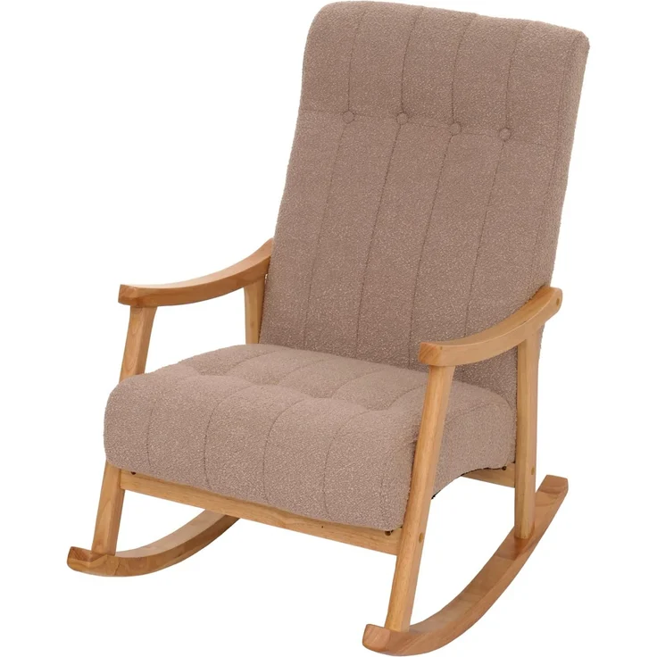 Schaukelstuhl HWC-K10, Relaxsessel, Holz FSC® Stoff/Textil Bouclé (450g/m²) ~ taupe, Gestell natur – Bild 8