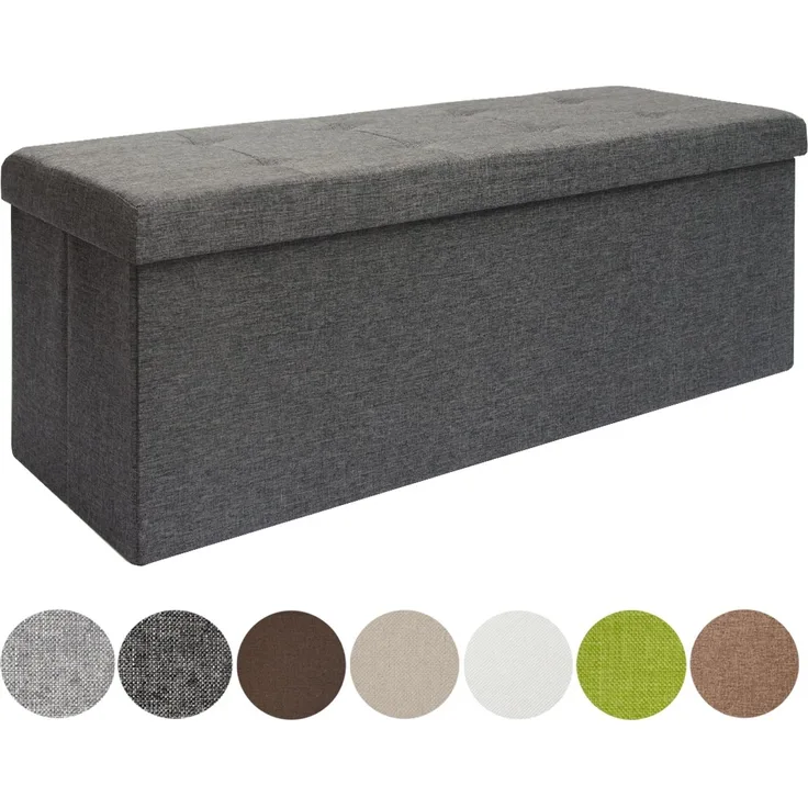 Faltbare Sitzbank 110 x 38 x 38 cm Sitztruhe inkl. 2 Trennwände 120L Polsterbank Grau