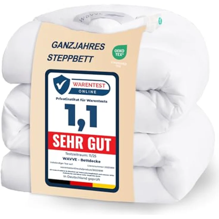 WAVVE Bettdecke 200x200 cm Ganzjahresdecke 4 Jahreszeiten, Steppdecke 300gsm Mikrofaser 200x200 cm, Super Weiche Zudecke Schlafdecke Atmungsaktive 200x200 Weiß – Bild 2