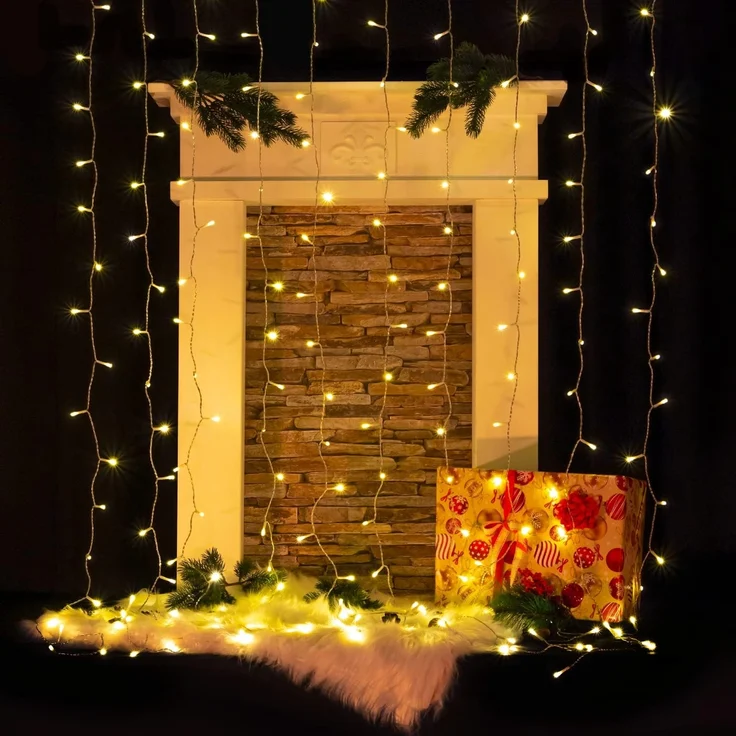 Idena LED-Lichtervorhang 200er NewTec, warmweiß/bunt, 2 x 1,5 m, mit Fernbedienung und Timer – Bild 5