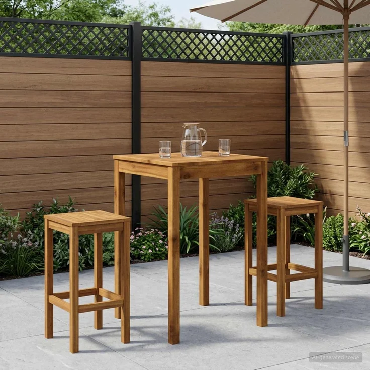 vidaXL Gartenbar-Tisch LAREN Natur 70 x 68,5 x 105 cm 901256 – Bild 1