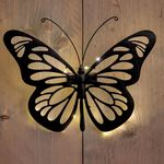 Spetebo LED Dekofigur Solar Wandbild Schmetterling schwarz mit 31 LED, Dämmerungssensor, LED fest integriert, warm weiß, solarbetrieben