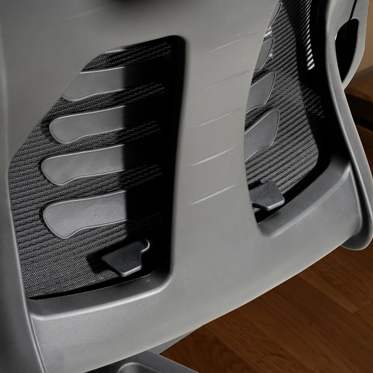FineBuy Bürostuhl Mesh-Bezug Schreibtischstuhl bis 120 kg, Drehstuhl höhenverstellbar mit Lendenwirbelstütze, Stoff-Schreibtischsessel ergonomisch mit Armlehnen & Wippfunktion – Bild 4