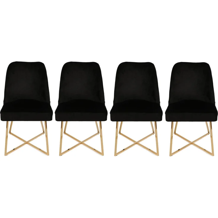 Skye Decor 'Madrid 911 V4' Stuhlset (4-teilig), Gold / Schwarz, 50 x 90 x 49 cm – Bild 2