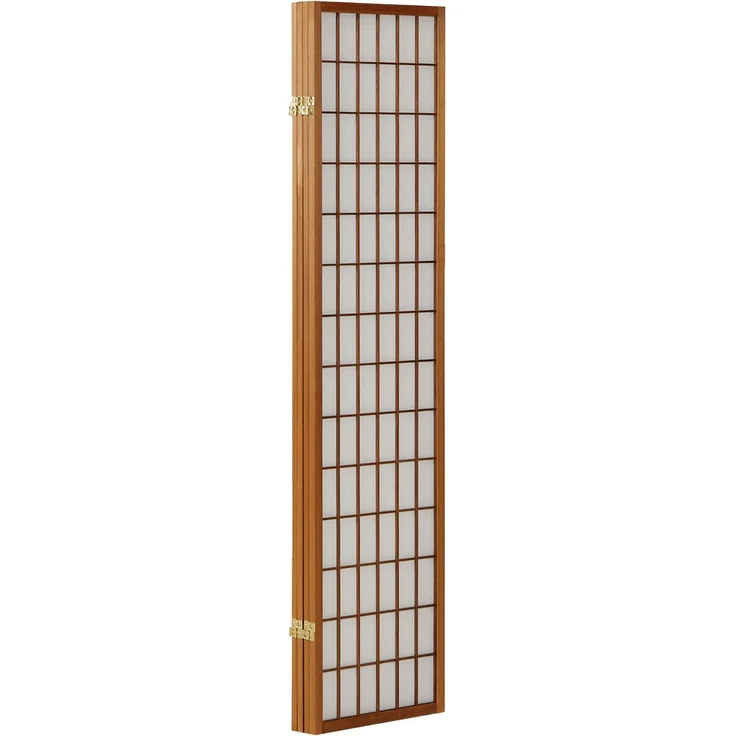 Paravent Raumteiler 4 teilig, Holz Reispapier Braun & Weiß – Bild 4