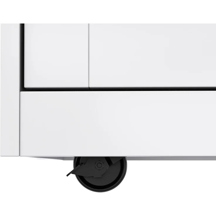 Servierwagen 120x46x91 cm mit klappbarer Tischplatte, Rollen und austauschbaren Holzfüßen, Kücheninsel und Sideboard, Weiß & Natur – Bild 9