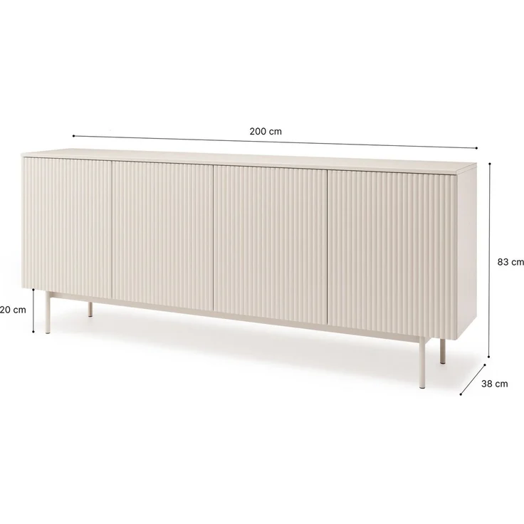 Beautysofa Wohnzimmer-Set SOFT Wohnwand in Kaschmir, (Push-to-Open, Moderne Wohnzimmermöbel, 2-teilig – TV-Schrank Lowboard 200 cm + Kommode Sideboard 200 cm), TV-Möbel Set mit Rillenfronten – Bild 4