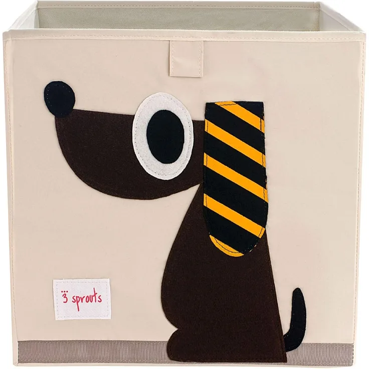 Aufbewahrung im Kinderzimmer | Spielzeugbox mit Hund, 33 x 33 x 33 cm, von 3 sprouts