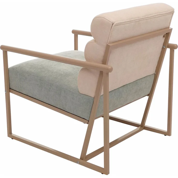 Lounge-Sessel HWC-O38, Cocktail-/Polstersessel Clubsessel, Stoff/Textil (420 g/m²) Metall MVG ~ beige, Polster blau-grün – Bild 6