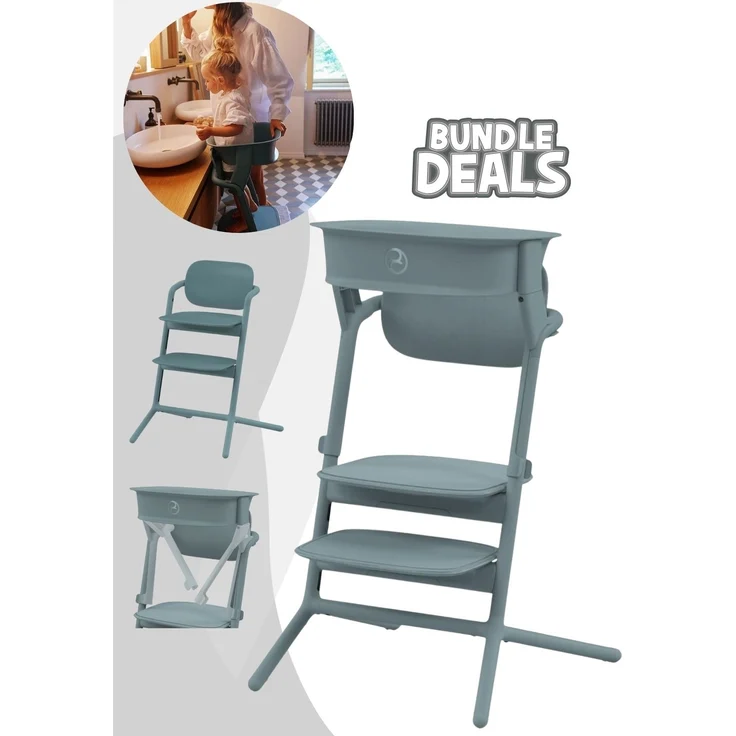 Cybex Lemo Hochstuhl inkl. Learning Tower / Lernturm-Aufsatz Stone Blue – Bild 2