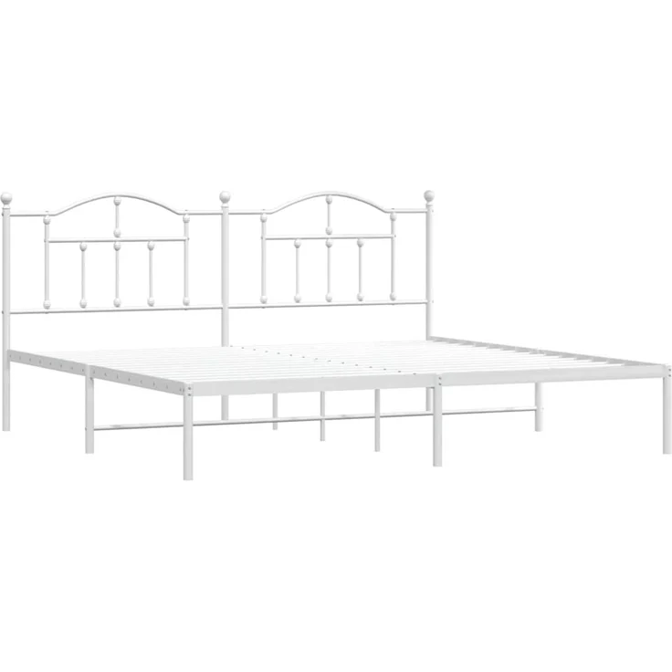 Doppelbett, Bettgestell Modernen mit Kopfteil Metall Weiß 200x200 cm d850e – Bild 3