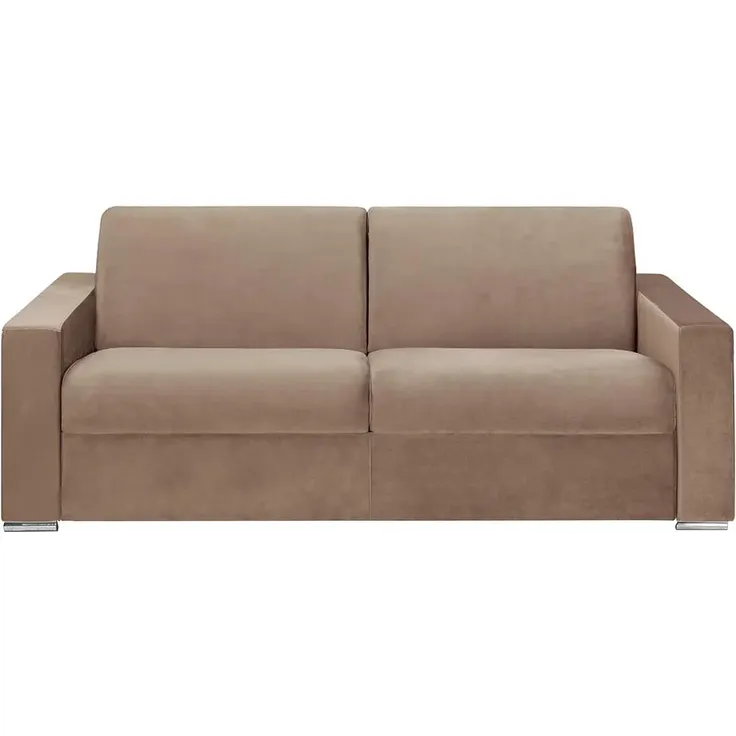 Vente-unique - CALITO Sofa SamtStoff Beige - B 223 cm94 cm x H 97 cm x L 214 cm
