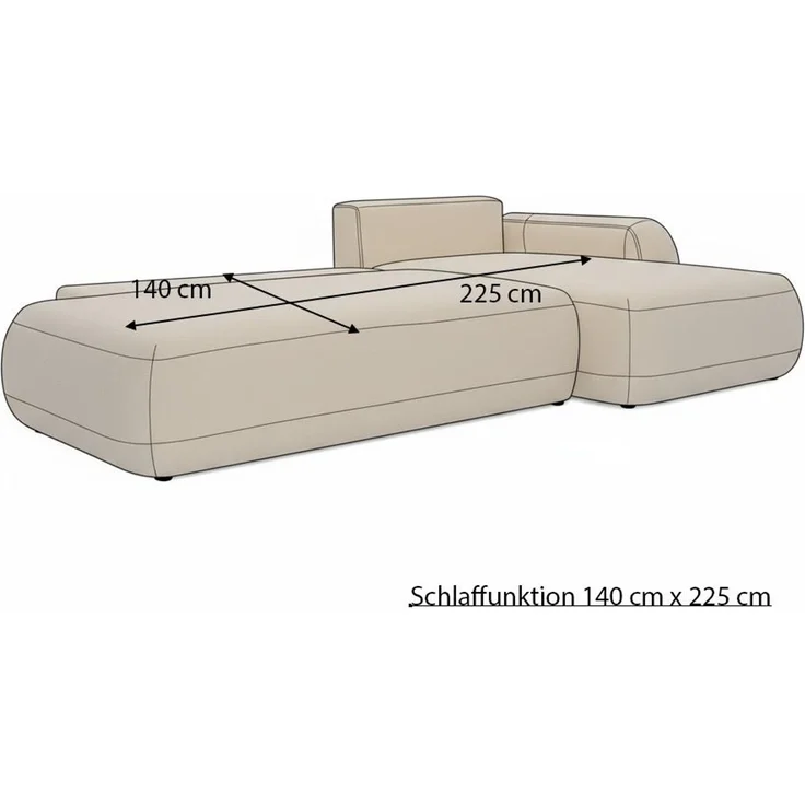Wohnero24 Ecksofa FIRELLI Rechts 300×190 cm – Modernes Schlafsofa mit Bettkasten – Weicher Velours Stoff Creme – Schlaffläche 225×140 cm – Bild 6