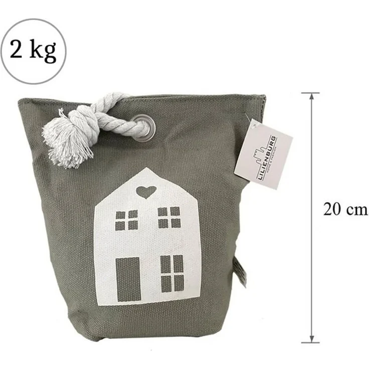 LB H&F Lilienburg Bodentürstopper Türfeststeller Türstopper Türdämpfer Türfeststeller, Fensterstopper Grau modern schwer Stoff Sack Vintage HAUS – Bild 3