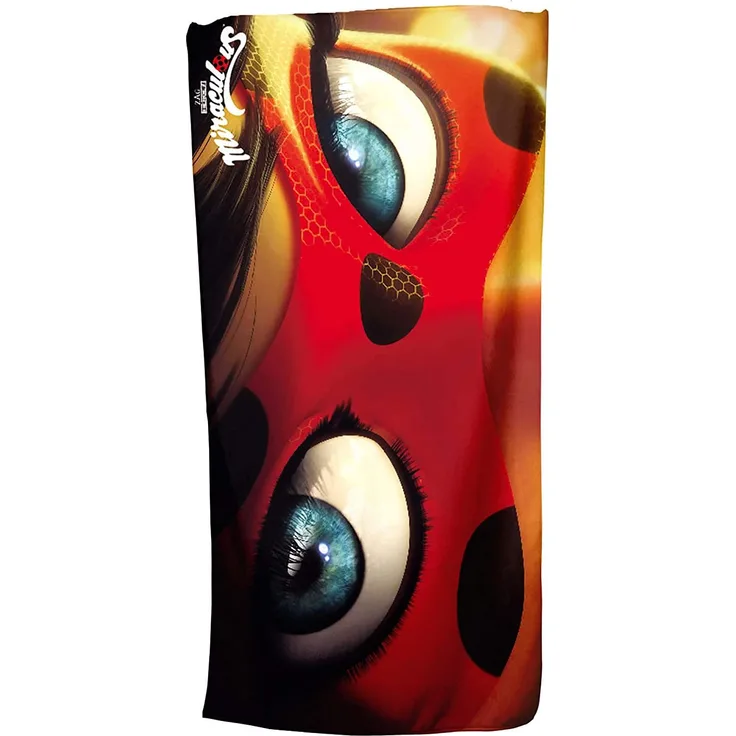 Großes Miraculous Ladybug Badetuch Motiv Eyes 75x150 cm Strandlaken Strandtuch Handtuch Duschtuch Velourstuch 100% Baumwolle Marinette Adrien Agreste Ladybug Cat Noir Paris Comic z. Bettwäsche 018