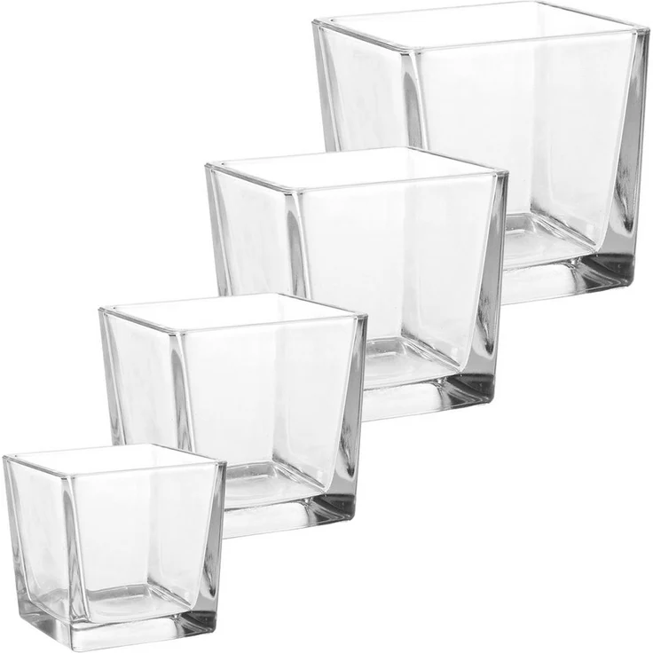 matches21 HOME & HOBBY Blumentopf Glastopf Quader Pflanztopf Würfel dickes Glas klar 8x8x8 cm (1 St) – Bild 3