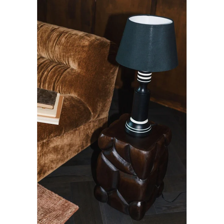DutchBone Tischlampe Virgil im Vintage-Look, Schwarz mit Leinenschirm 31x31x60 cm – Bild 7