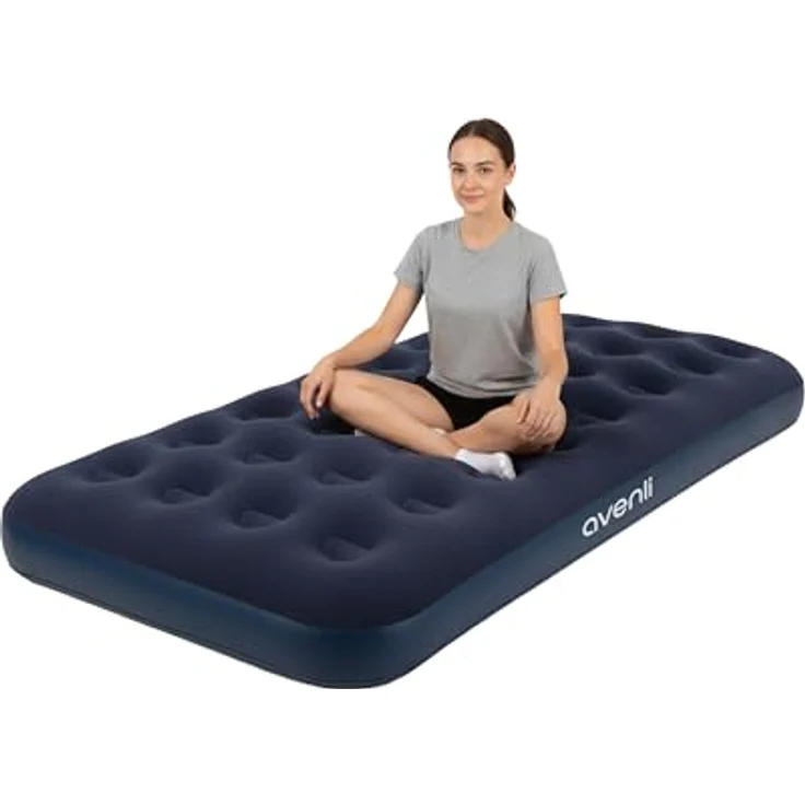 Avenli Luftbett aufblasbar 191 x 99 x 22 cm, (Luftmatratze für 1 Person), Gästebett mit beflockter Oberfläche – Bild 2
