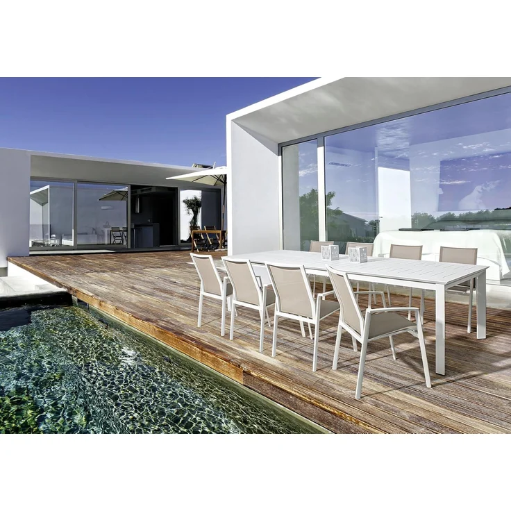 Gartentisch Ronoko aus Aluminium, modern und ausziehbar, weiß, für 8–10 Personen – Bild 2