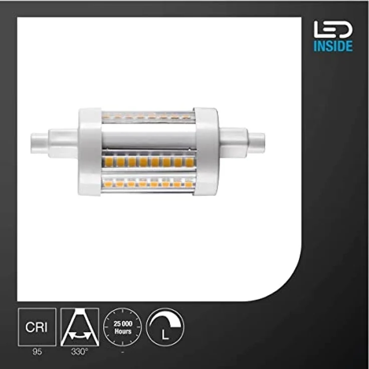 SLV QT DE12 R7S 78mm, LED Leuchtmittel transparent 9W 3000K CRI90 330° - LED Lampen Sockel R7s – Bild 2