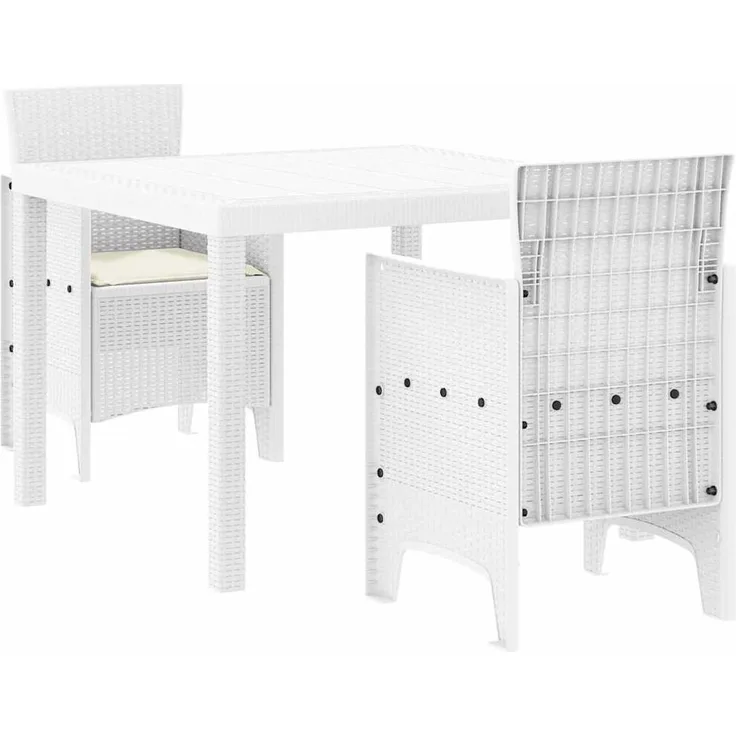 vidaXL Garten Essgruppe 3 pcs Weiß Polypropylen 3378686