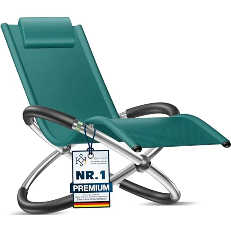 KESSER® Relaxliege Liegestuhl | Gartenliege Sonnenliege | Gartenstuhl | Klappstuhl faltbar | Schwungliege | Schaukelsessel | ergonomische Relaxsessel | wetterfest | 180 kg Belastung, Petrol Grün – Bild 1