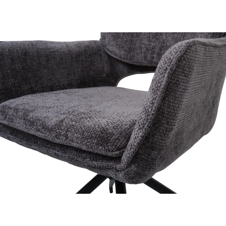2er-Set Esszimmerstuhl HWC-N74, Küchenstuhl, drehbar Auto-Return, Stoff Chenille (490g/m²) ~ dunkelgrau – Bild 6