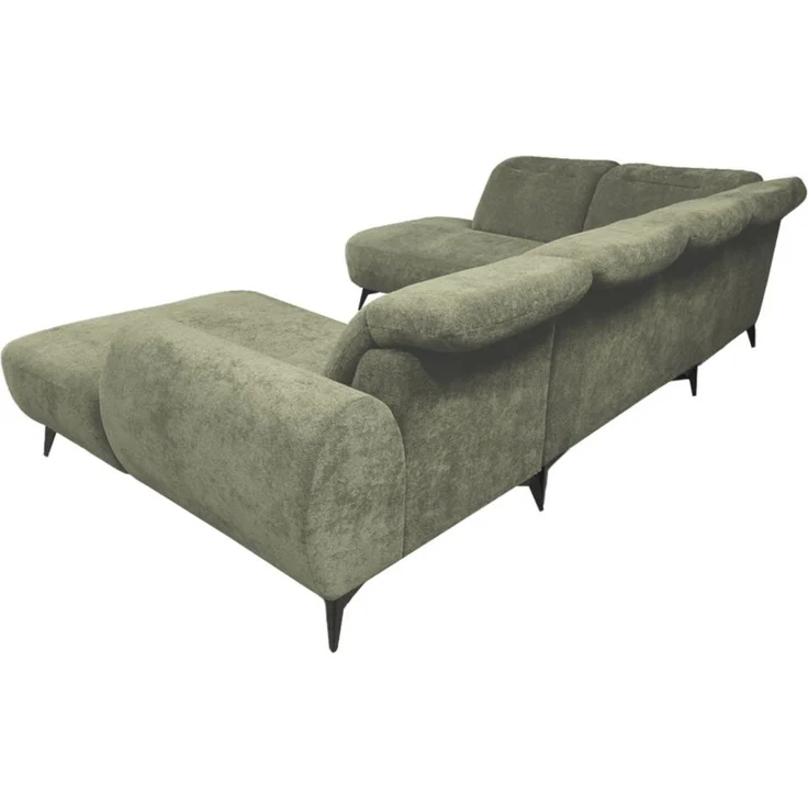 Wohnlandschaft Sofa U-Form ALETTE in Stoff Doha Hellgrün Lange Schenkel Links – Bild 4
