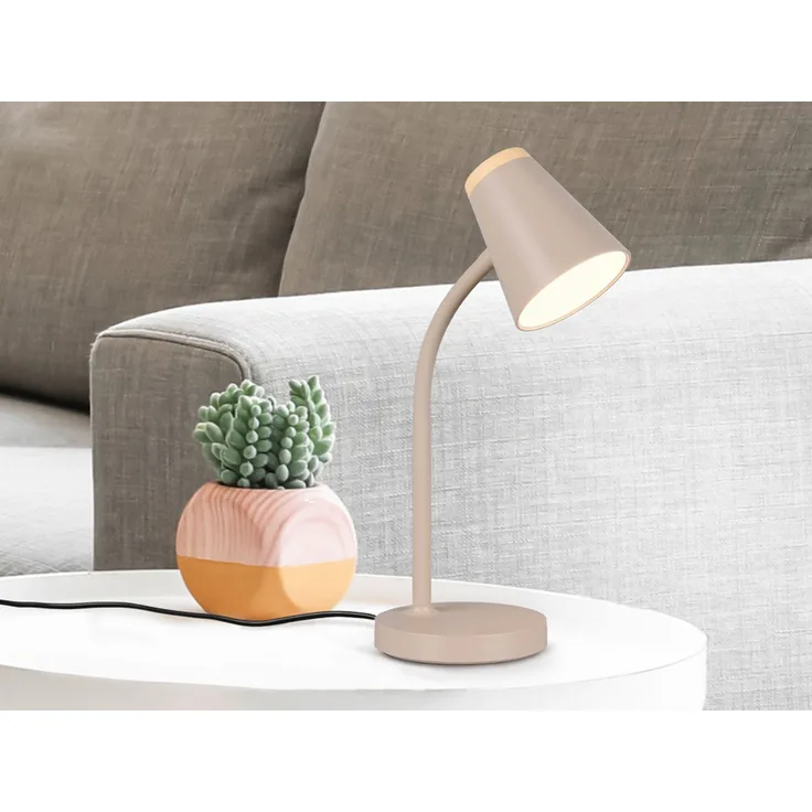 LED Schreibtischlampe PONGO Beige flexibel biegsam, Höhe 36cm