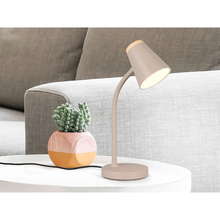 LED Schreibtischlampe PONGO Beige flexibel biegsam, Höhe 36cm – Bild 1