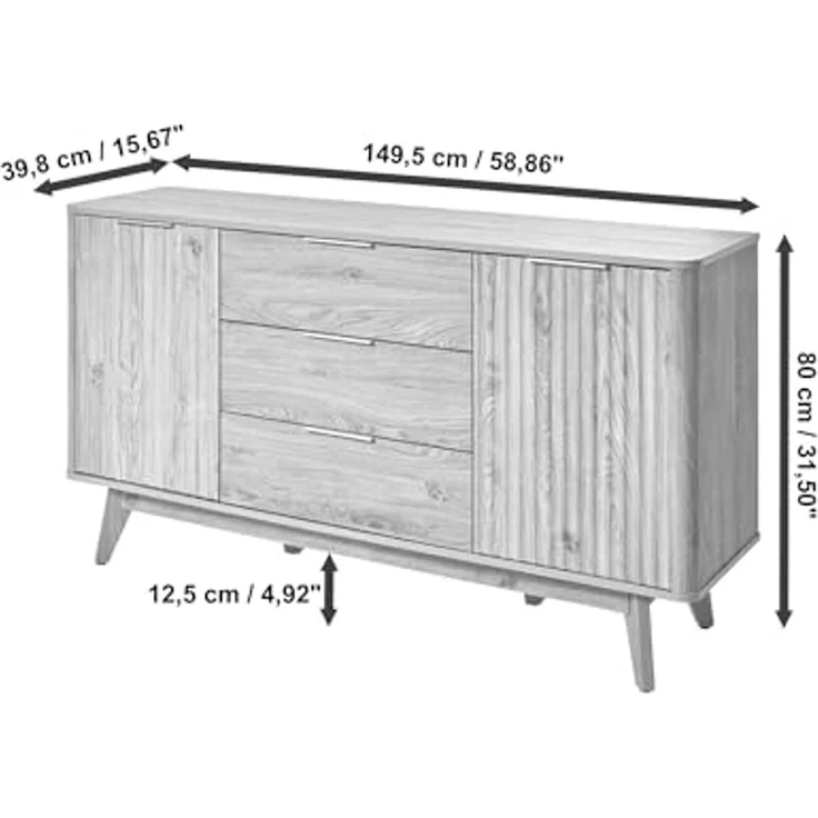 Jahnke Sideboard, Engineered Wood, Montana Eiche Nb, One Size – Bild 3
