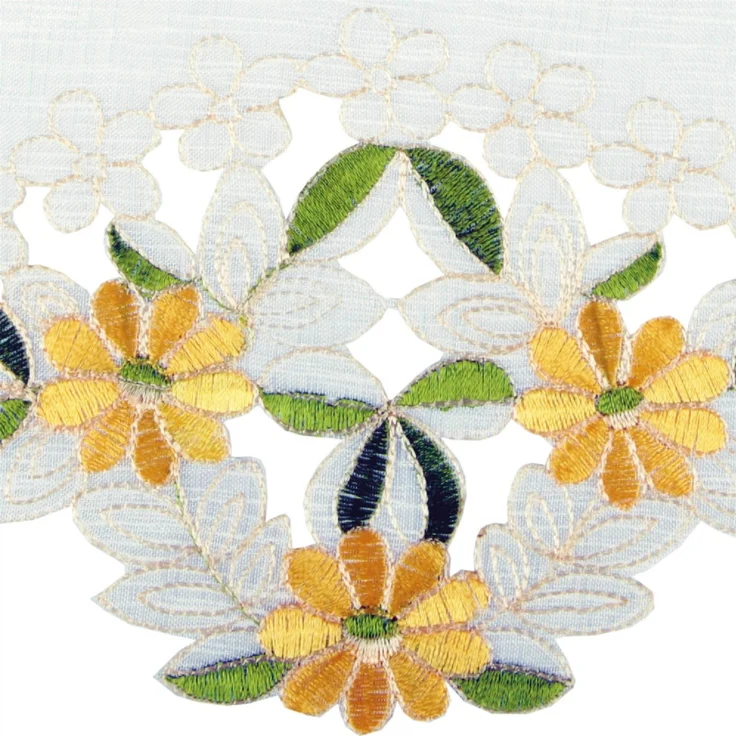 ARSVITA Tischdecke mit Stickerei, mit Blumen oder Schmetterlingen bestickte 30x30cm Decke für den Tisch, in vielen verschiedenen Designs verfügbar Grün - Gelb Rund – Bild 2