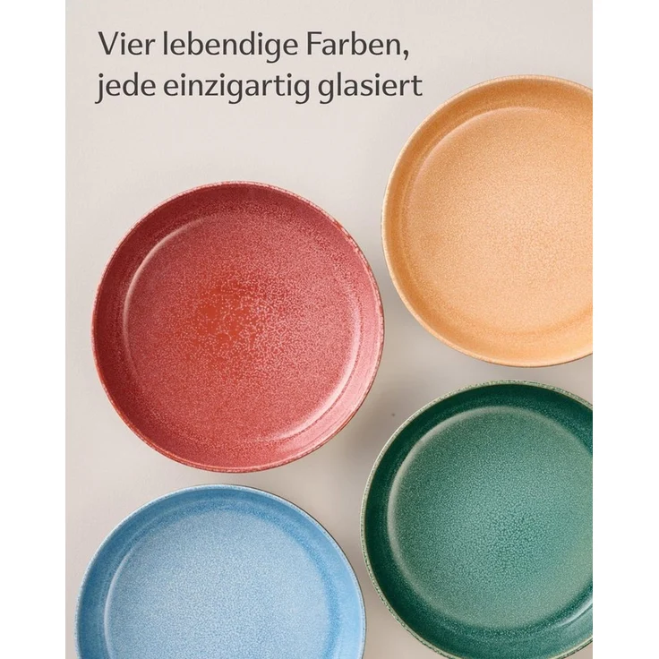 Cosumy Pastateller Steingut Geschirr Set 4 Personen – Handgefertigtes Tafelservice, (4 St), Handglasiert- Mikrowellenfest - Spülmaschinenfest – Design Geschirr – Bild 2