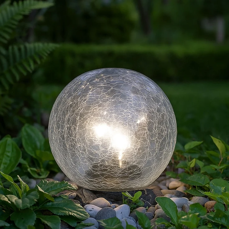 3er Set LED Gartenleuchte, Solarkugel, Crackle Glas, D 15cm – Bild 8