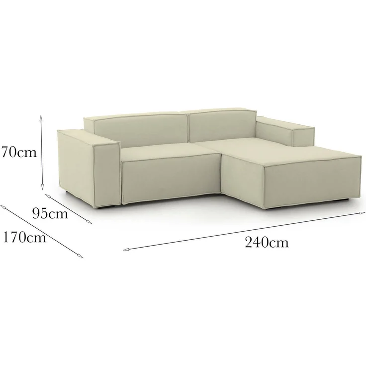 Dmora Sofa mit Halbinsel Ameli, modulares Sofa mit rechter Chaiselongue, modernes Stoffsofa, 100 % Made in Italy, 240 x 170 x 70 cm, Beige – Bild 3