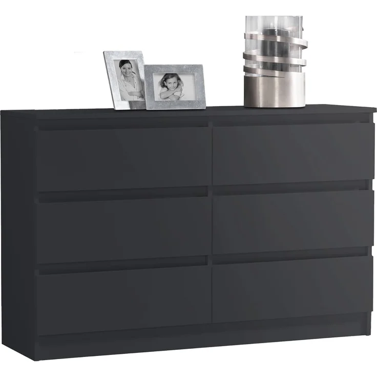 Home Collective Kommode mit 6 Schublade 80, 100, 120, 140 cm breit Holz Schrank (Highboard Anrichte Schlafzimmer Wohnzimmer Flur Büro Organizer), Kommode 120 cm breit Kommode Sideboard, Anthrazit – Bild 9