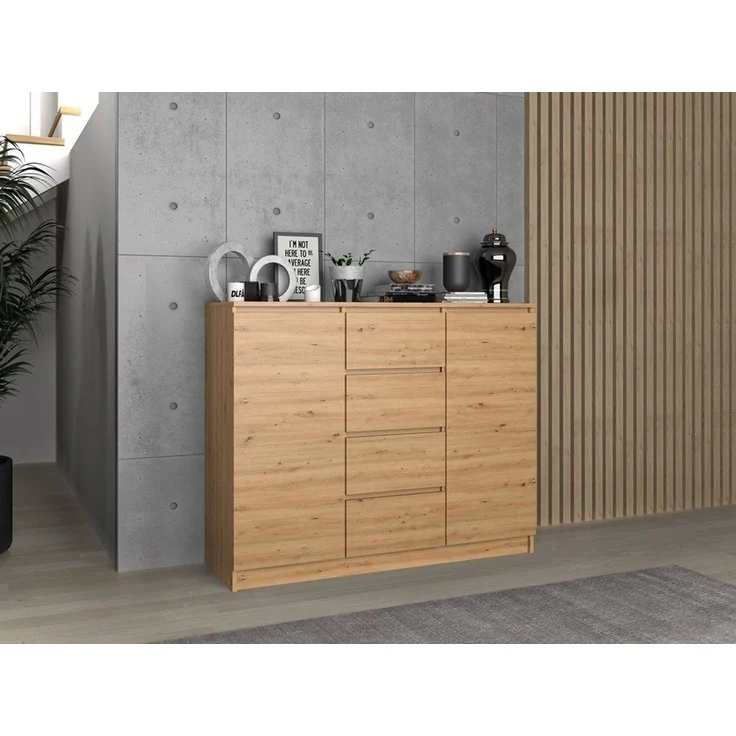 ibonto NACHTKOMMDE HANDWERKLICHE EICHE 40x120x97cm (H 97 x T 40 x B 120 cm) – Bild 6