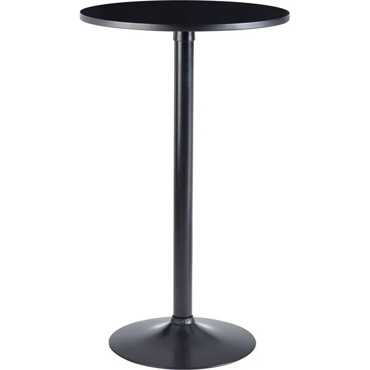 Design Bartisch Schwarz Stehtisch Ø 60 cm Metall / Holz, Partytisch Bistrotisch 100 cm Hoch, Messetisch Modern