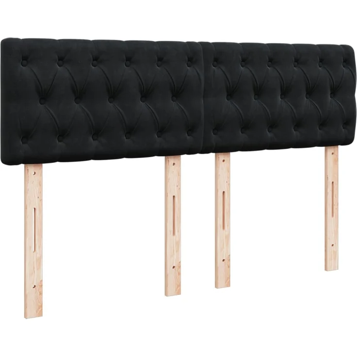 vidaXL Boxspringbett mit Matratze Schwarz 160x200 cm Samt 3287790 – Bild 5