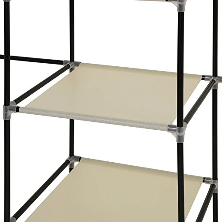 Songmics Kleiderschrank, Faltschrank, Stoffschrank, faltbare Garderobe mit 2 Kleiderstange, 175 x 150 x 45 cm, Beige RYG12M – Bild 8