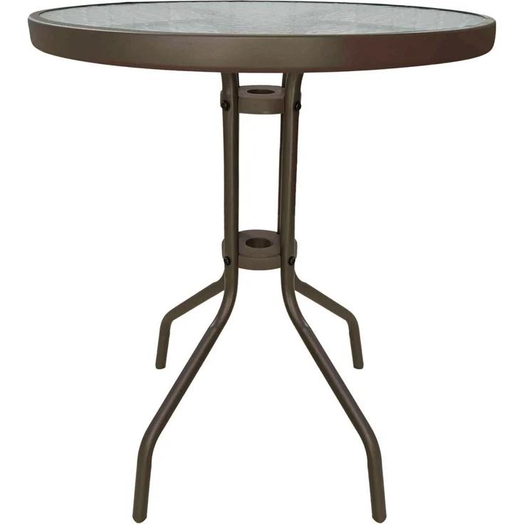 Gartentisch Ibiza Balkontisch Bistrotisch Ø60x70 cm rund braun Metall/Glas – Bild 2