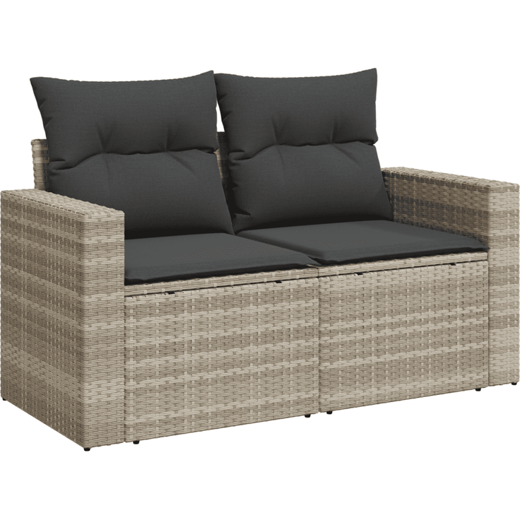 vidaXL 3-tlg. Garten-Sofagarnitur mit Kissen Hellgrau Poly Rattan 3218652 – Bild 4