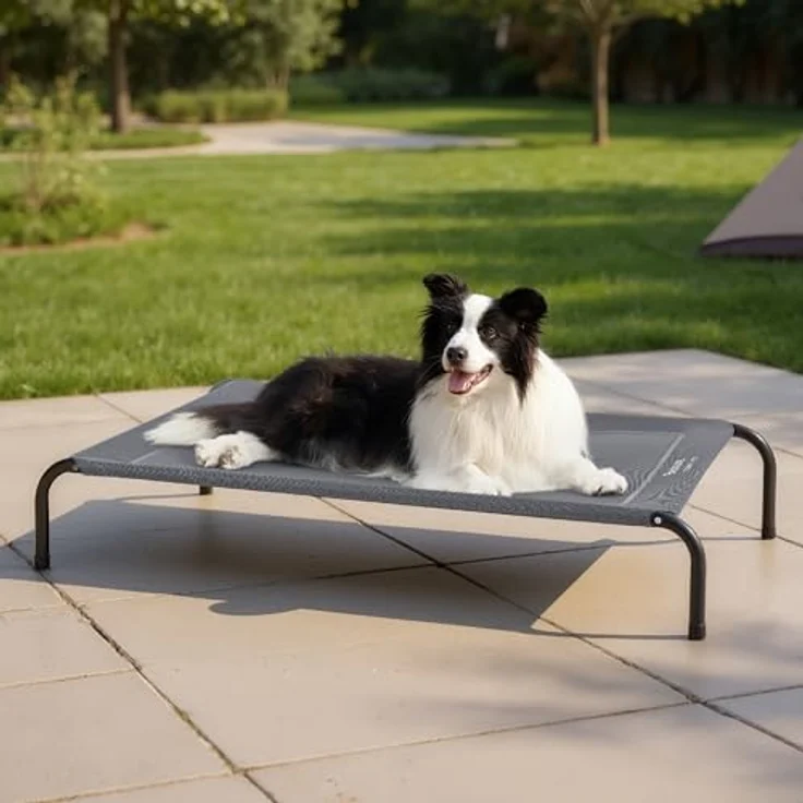 BEDSURE Hundeliege Outdoor kleine Hunde - Hundeliege grau in und Outdoor Garten, für draußen Camping erhöhtes Hundebett, Größe in S 87x63 cm, höhe in 20 cm – Bild 7