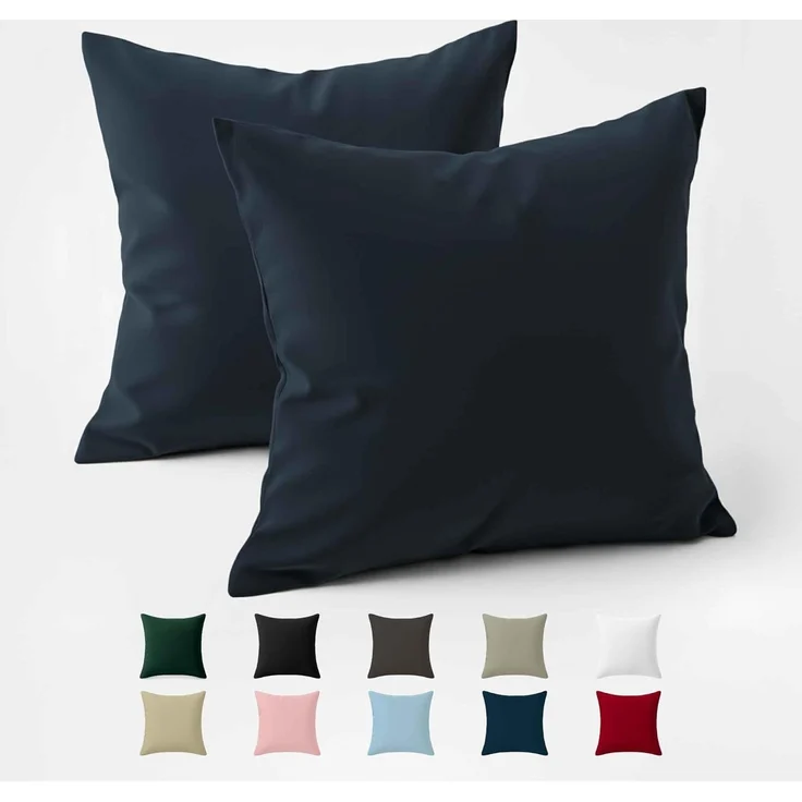 Kissenbezug 40x40 Baumwolle Renforcé (2er-Set) - Dunkelblau - Dicht gewebt mit 57 Fäden/cm² - 40x40 cm Kissenbezug - Oeko Tex Zertifiziert - Dreamzie – Bild 1