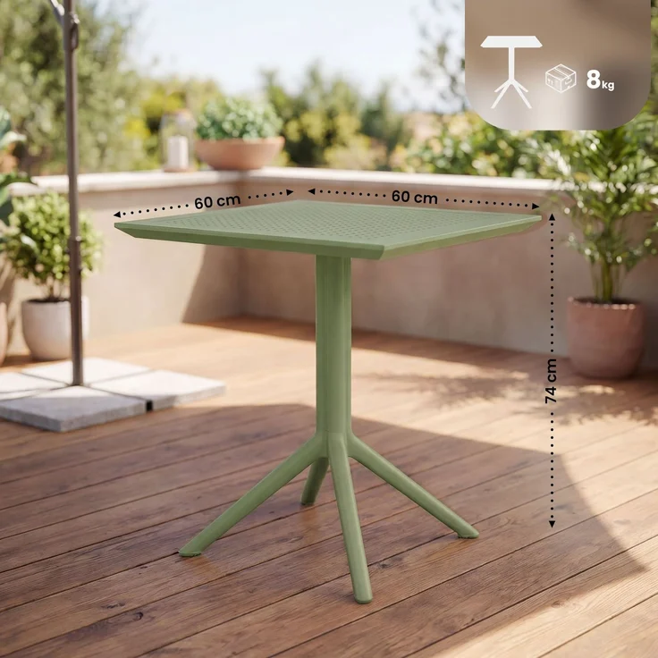 CLP Klapptisch wetterfest Sky klappbarer Gartentisch für den Außenbereich,Form:eckig;Farbe:oliv – Bild 2