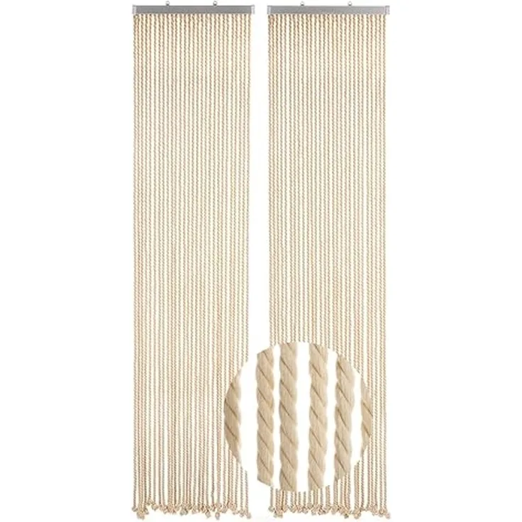 Kobolo Türvorhang Seilvorhang MARITIM 56 Stränge geteilter Aluleiste (1 St), Ösen, halbtransparent, abweisend gegen Insekten