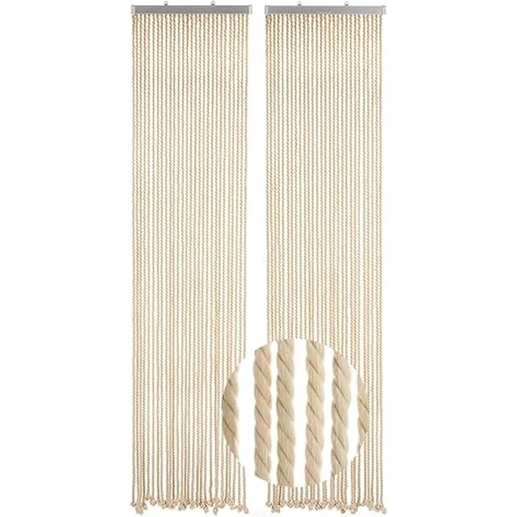 Kobolo Türvorhang Seilvorhang MARITIM 56 Stränge geteilter Aluleiste (1 St), Ösen, halbtransparent, abweisend gegen Insekten – Bild 1