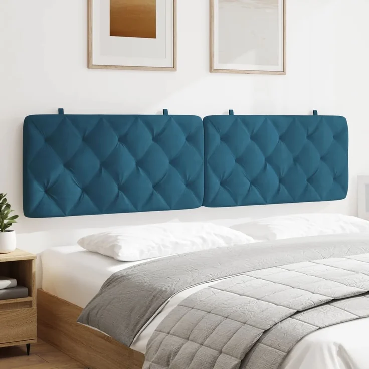 vidaXL Kopfteil-Kissen Blau 200 cm Samt 374751 – Bild 4