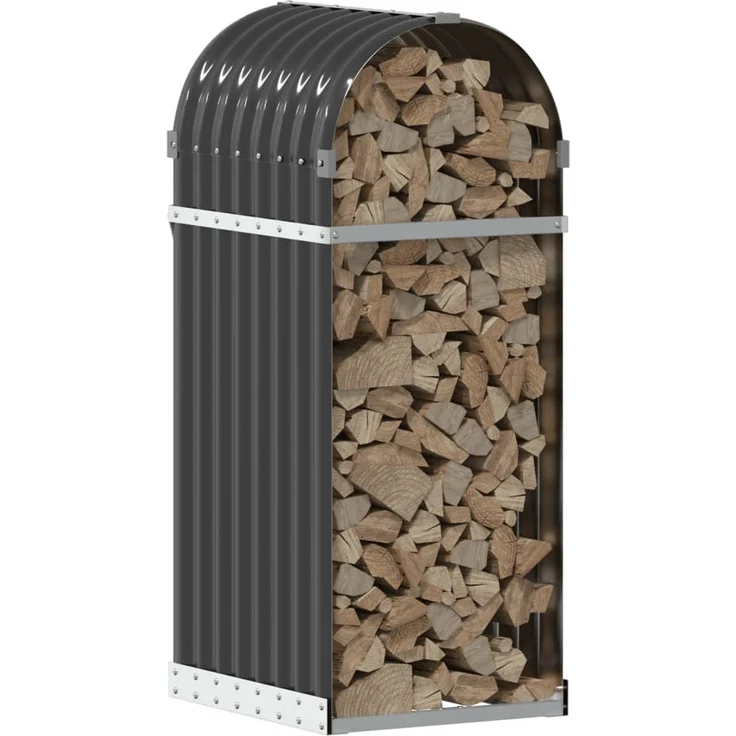 vidaXL Holzkorb Anthrazit 40x45x100 cm Verzinkter Stahl 364557 – Bild 2